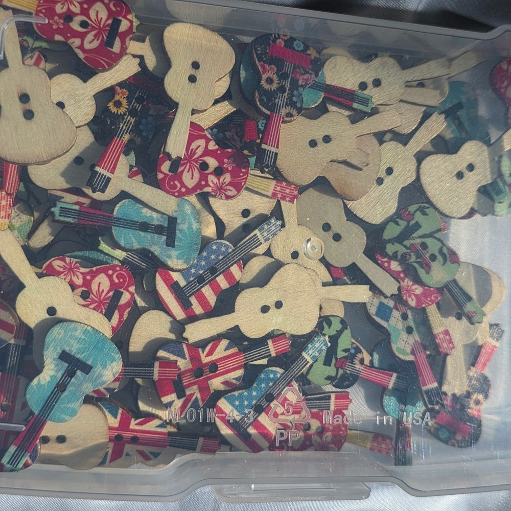 Mixed Craft Supply HUGE Lot Stickers Wood Letter Tiles Guitar Buttons Glitter - Picture 6 of 16